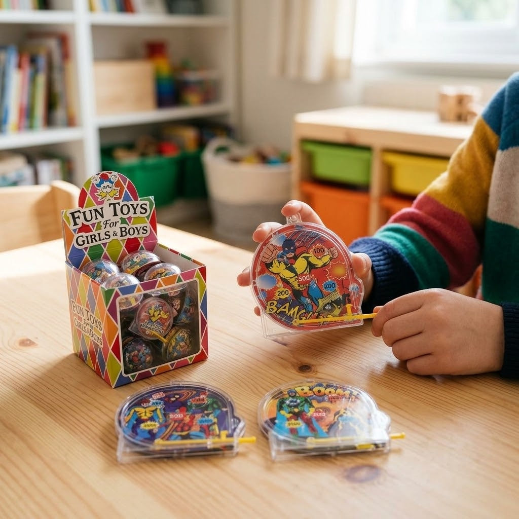 Superhero Mini Pinball Game 5.5 cm Party Favour - lifestyle photo