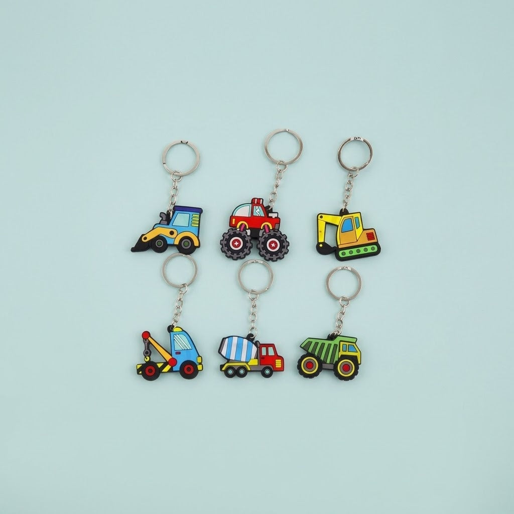 Construction Vehicle Keychain Digger Keyring Assorted - studio photo