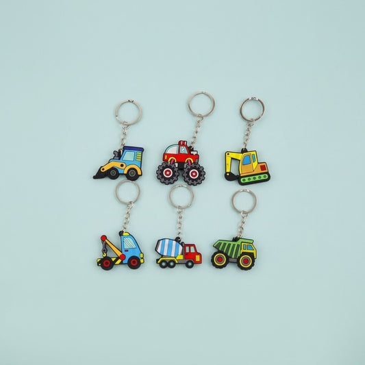 Construction Vehicle Keychain Digger Keyring Assorted - studio photo