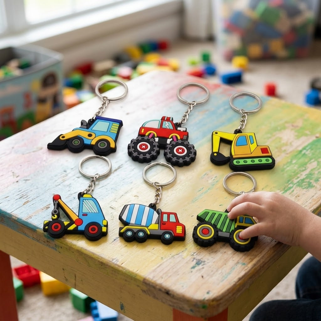 Construction Vehicle Keychain Digger Keyring Assorted - lifestyle photo