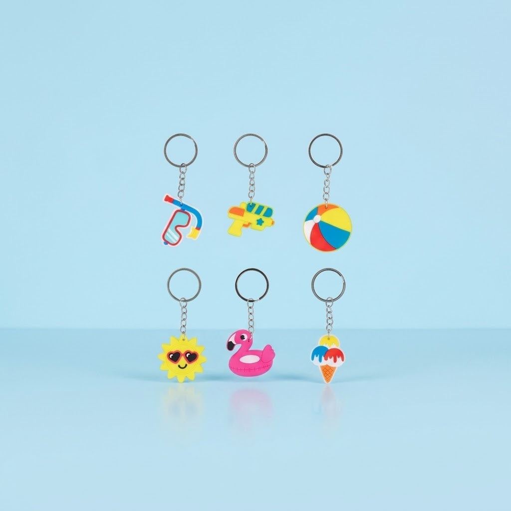 Summer Keychain Assorted Beach Keyring Party Favour - studio photo