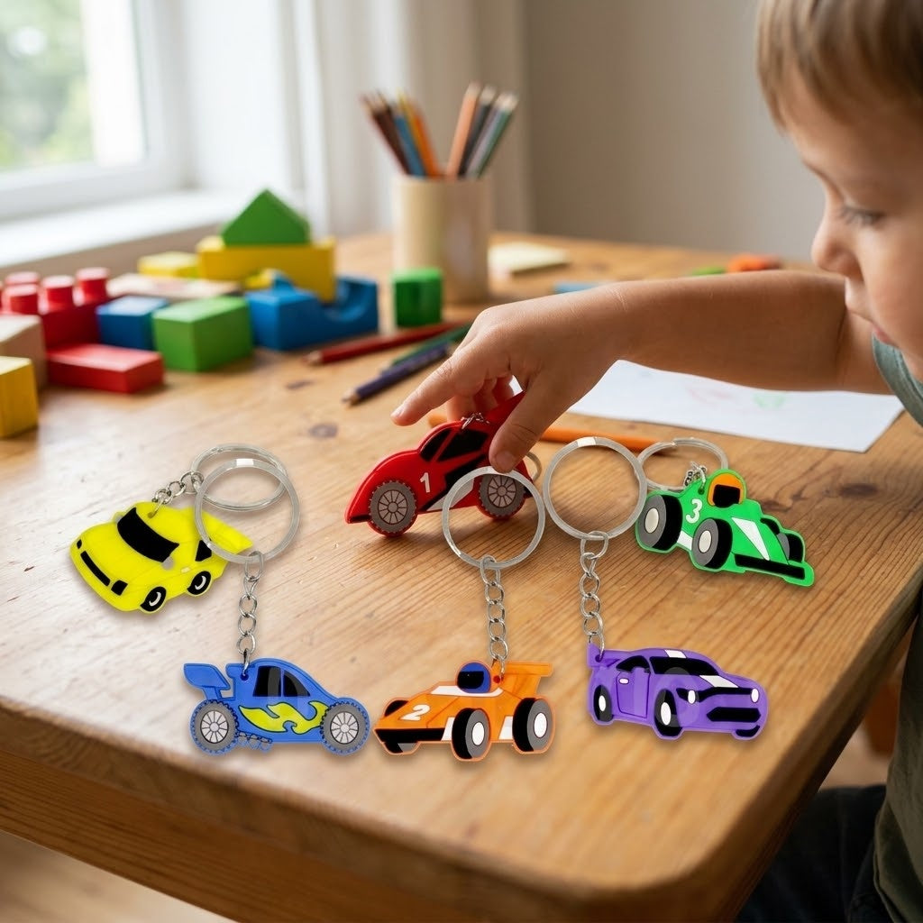 Race Car Keychain Racing Car Key Ring - lifestyle photo