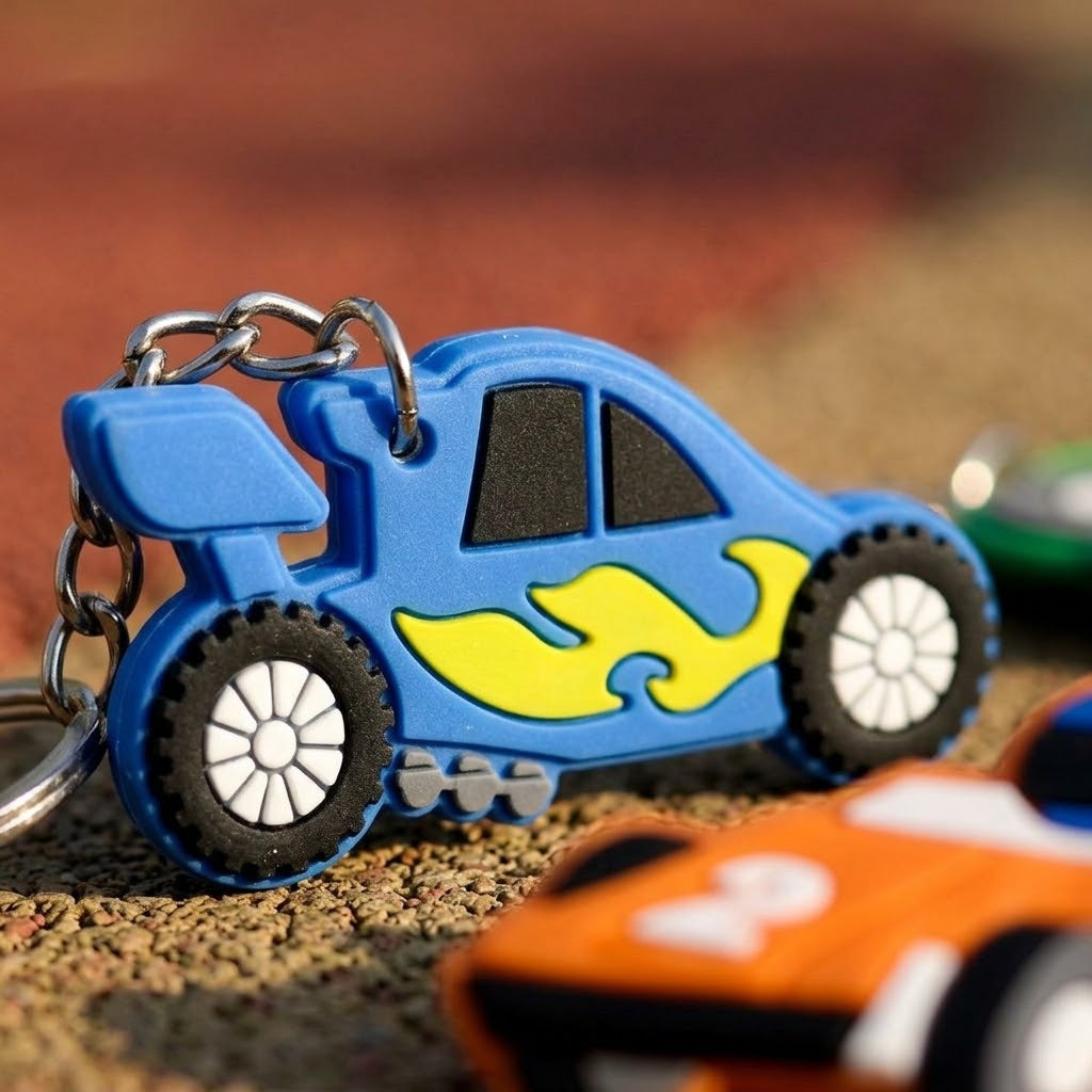 Race Car Keychain Racing Car Key Ring - close-up