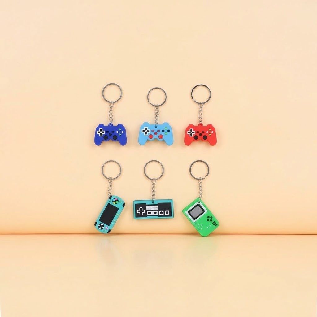 Gamer Keychain Video Game Keyring Assorted - studio photo
