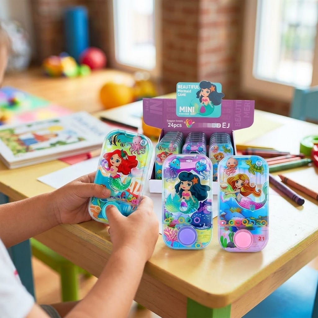 Mermaid Water Ring Toss Game Phone Handheld Toy - lifestyle photo