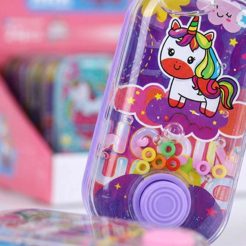 Unicorn Water Ring Toss Game Phone Handheld Toy - close-up