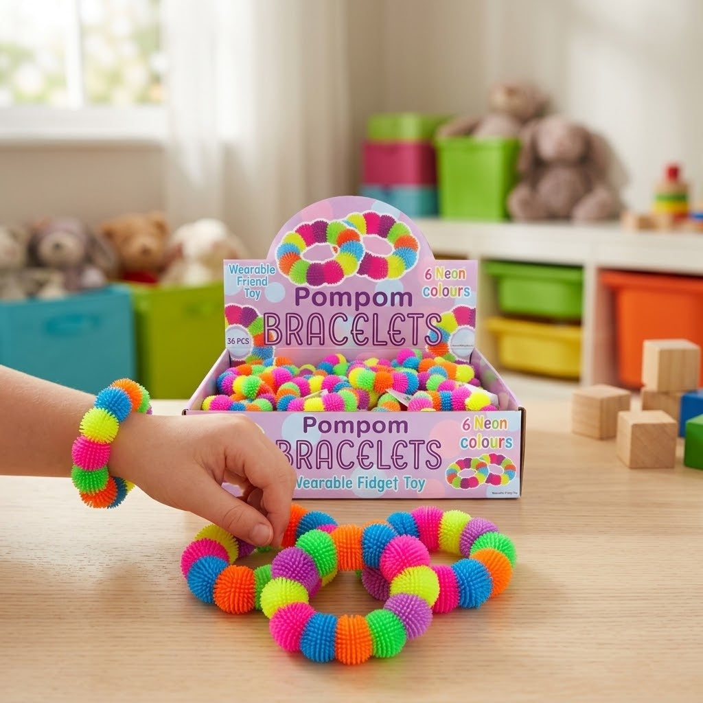 Stretchy Pompom Bracelet Puffy Kids Party Favour - lifestyle photo