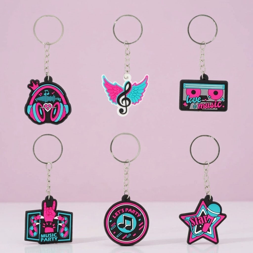 Music Keychain Assorted Musical Keyring Party Favour - studio photo