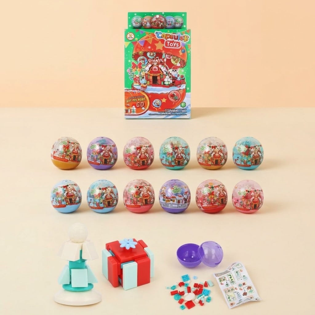 Christmas Compatible Building Bricks in Capsule 6.5 cm - studio photo