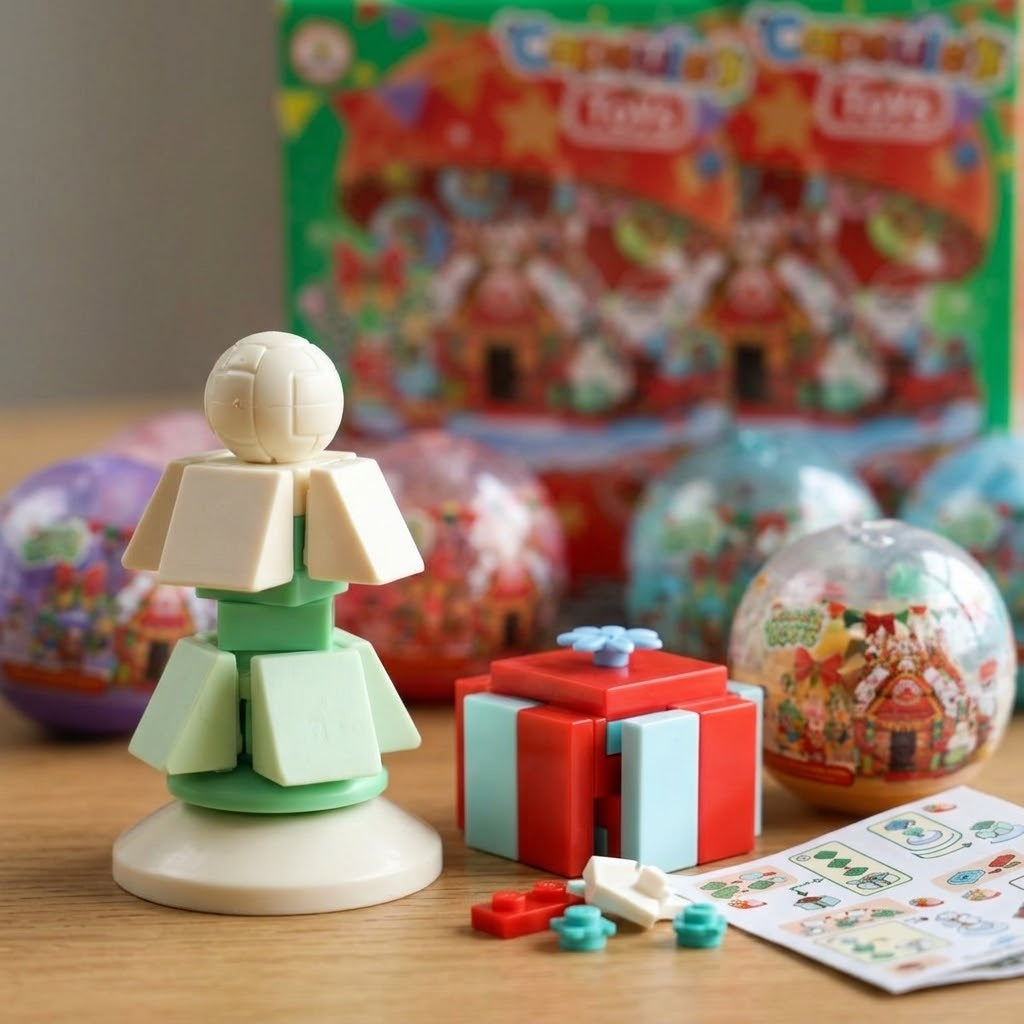 Christmas Compatible Building Bricks in Capsule 6.5 cm - close-up