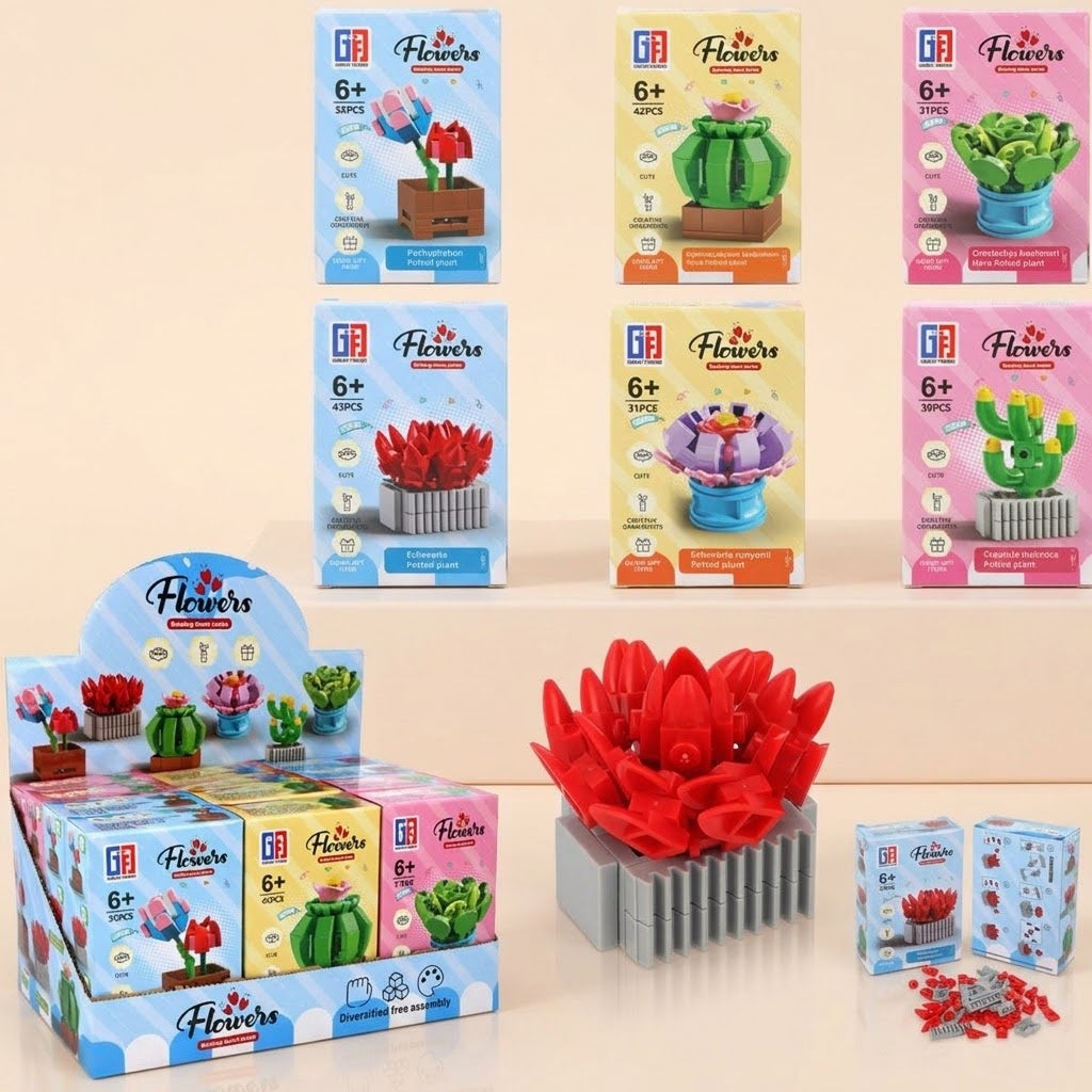 Potted Flower Compatible Building Bricks Set - studio photo