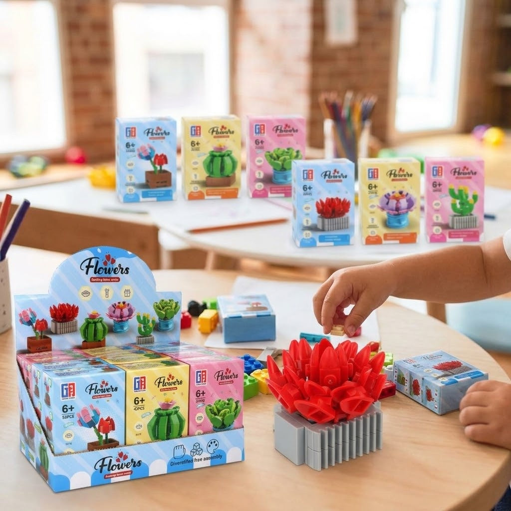 Potted Flower Compatible Building Bricks Set - lifestyle photo