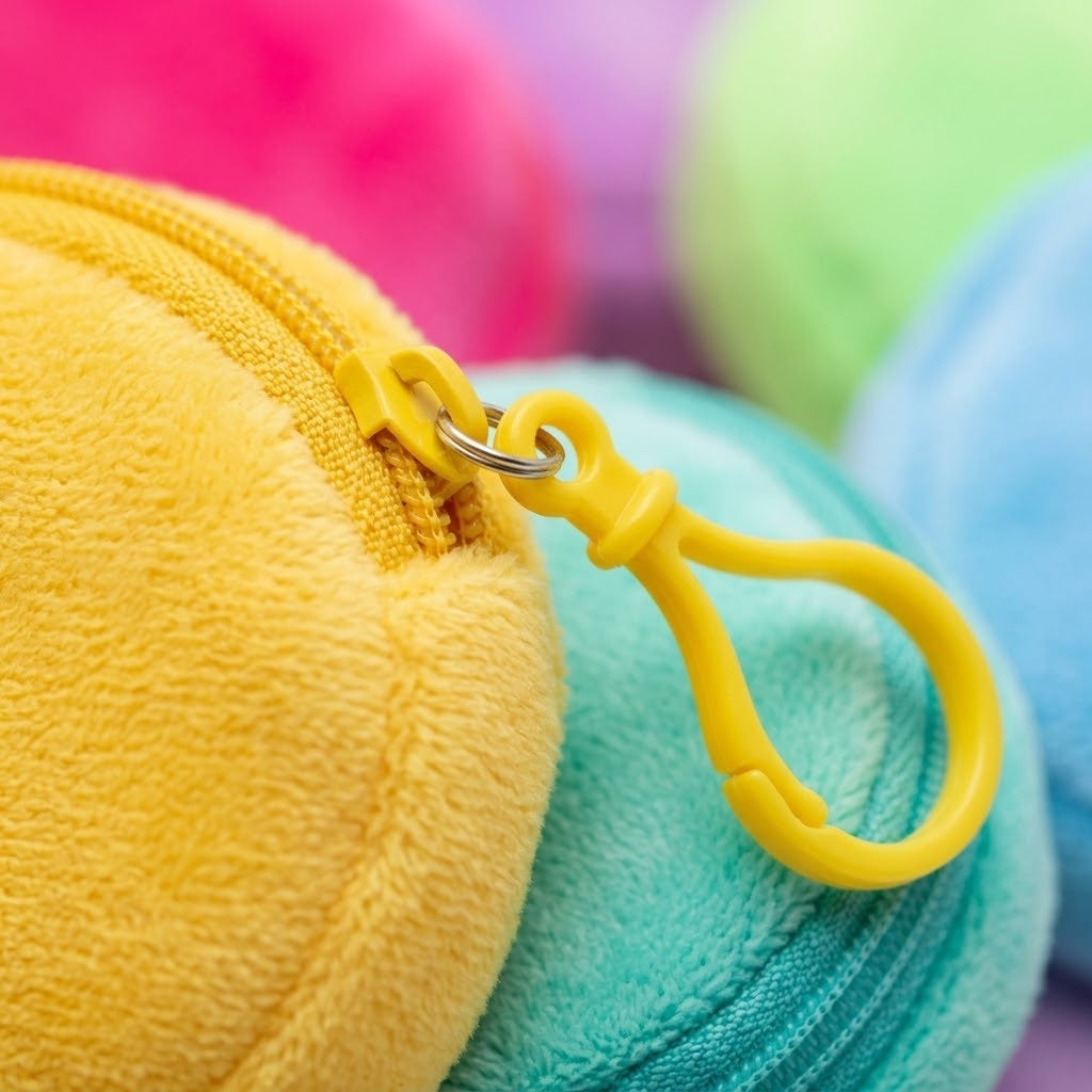 Velvet Coin Pouch Bag Charm, Ø 9 cm - close-up