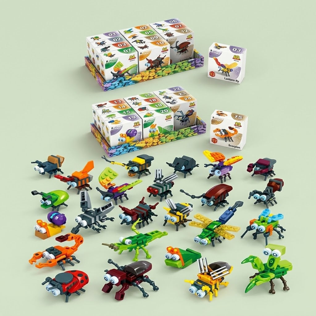 Insect Compatible Building Bricks Collectable Mini Set - studio photo