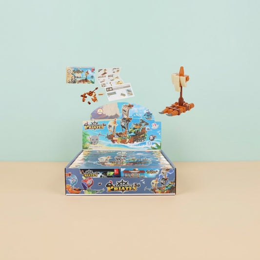 Pirate Ship Compatible Building Bricks 12-in-1 Set - studio photo