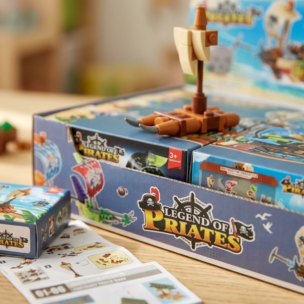 Pirate Ship Compatible Building Bricks 12-in-1 Set - close-up