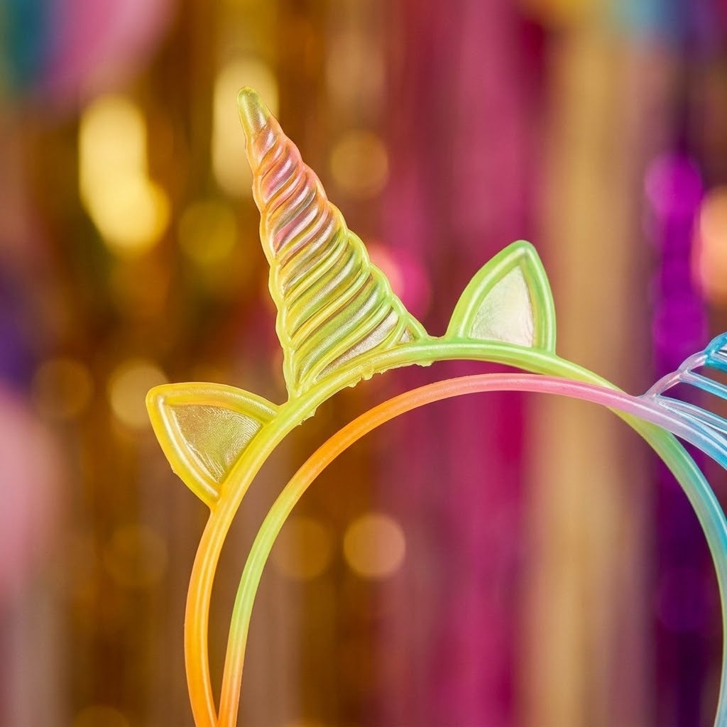 Neon Unicorn Tiara Headband for Kids Party - studio photo