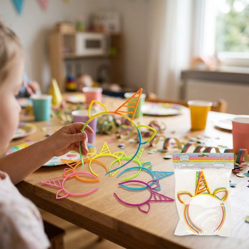 Neon Unicorn Tiara Headband for Kids Party - lifestyle photo