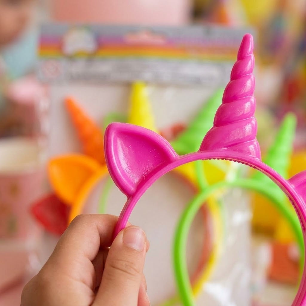 Neon Unicorn Tiara Headband for Kids Party - close-up