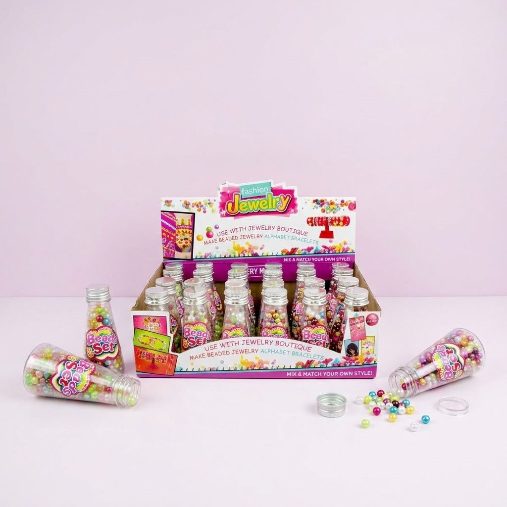 Bottle of Beads for Jewellery Making Craft Kit - studio photo