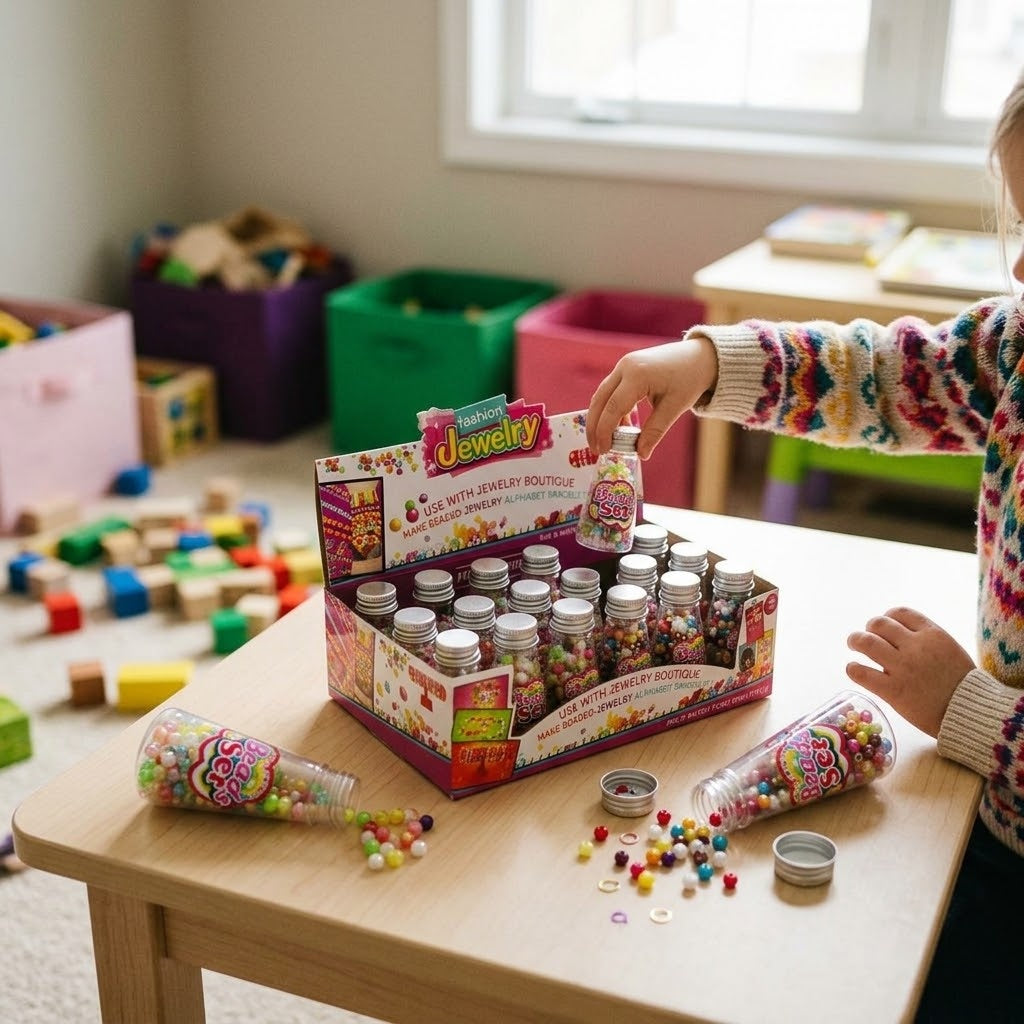 Bottle of Beads for Jewellery Making Craft Kit - lifestyle photo