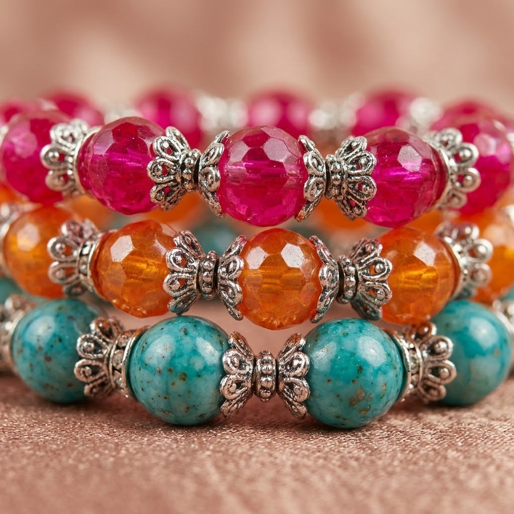 Elastic Beaded Bracelet Kids 5.5 cm - close-up