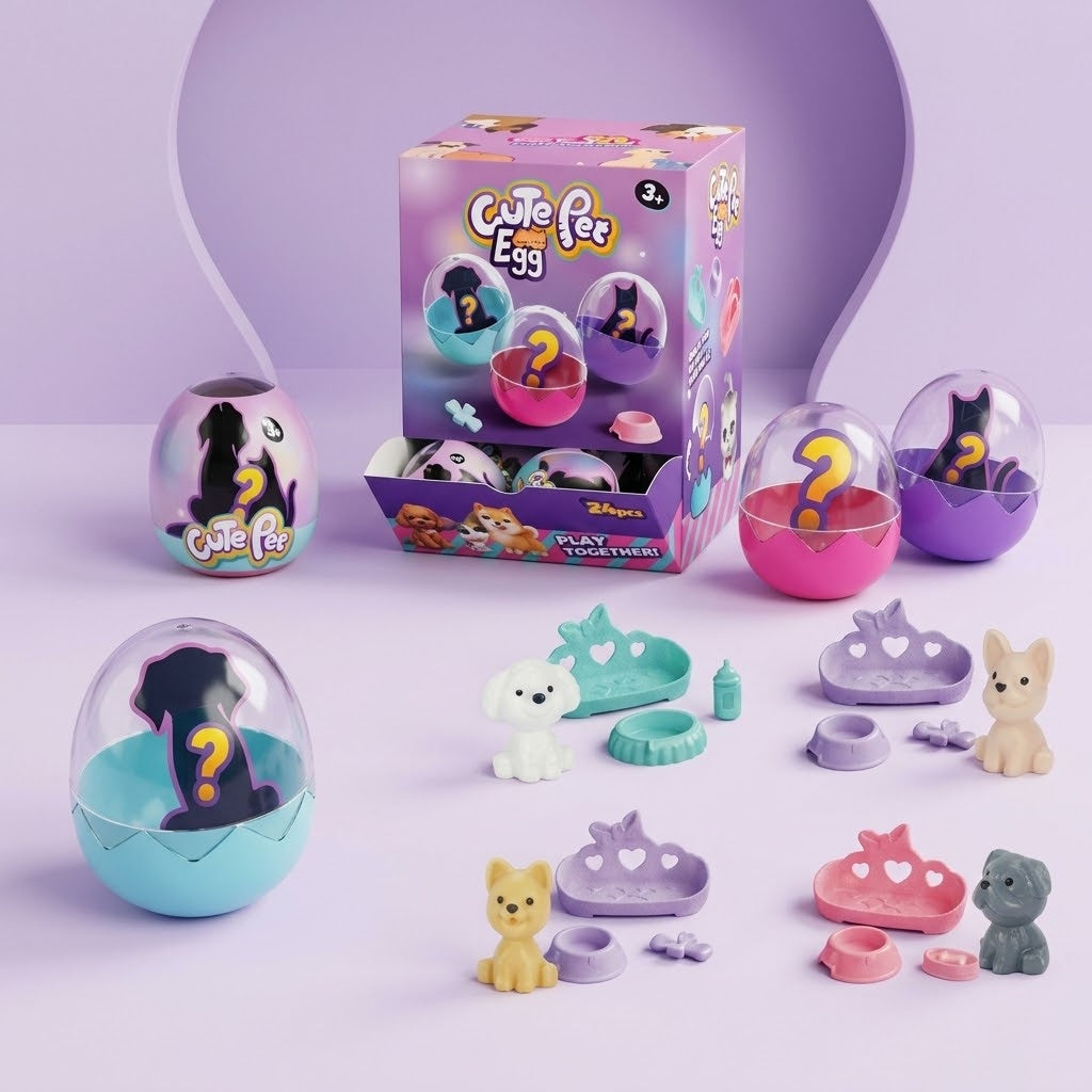 Pet Figure with Accessories in Capsule Egg - studio photo
