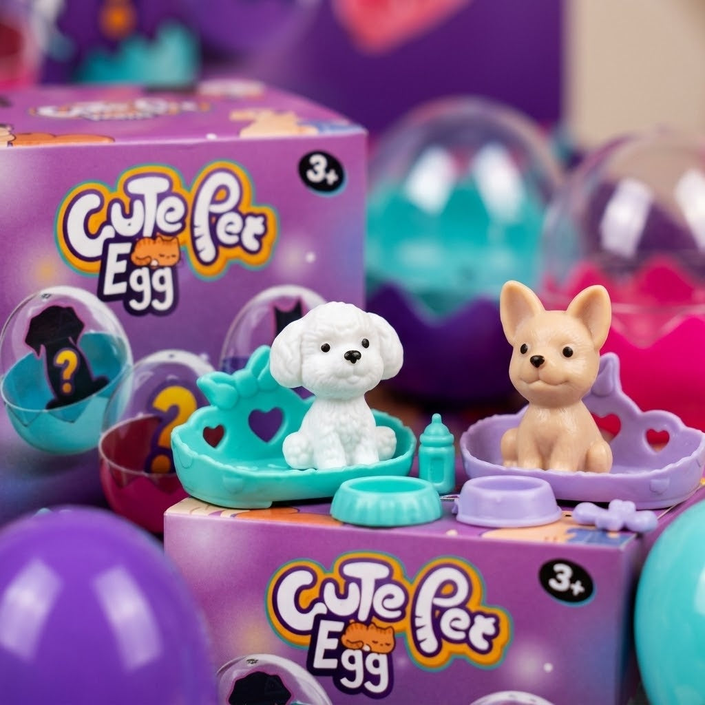 Pet Figure with Accessories in Capsule Egg - close-up