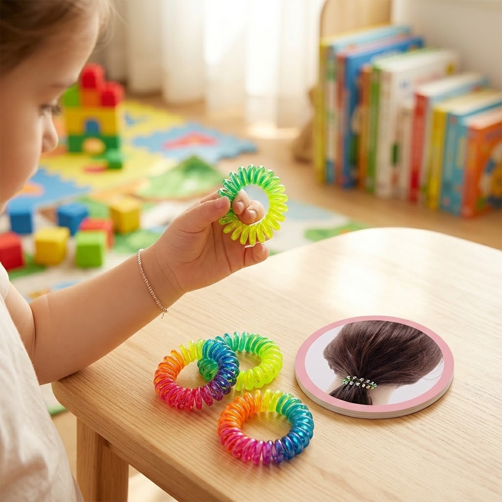 Rainbow Spiral Hair Elastic Coil Hair Tie - lifestyle photo
