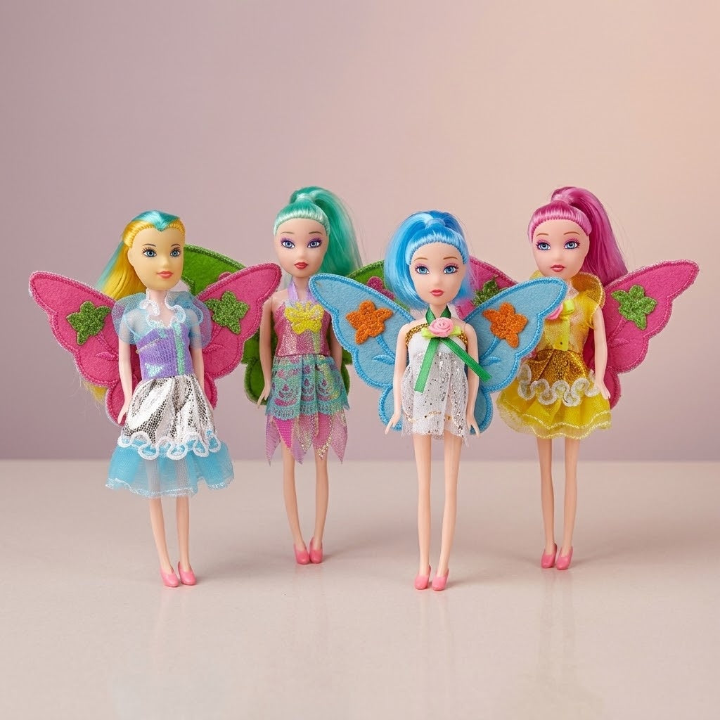 Fairy Doll 15 cm with Embroidered Fabric Wings - studio photo