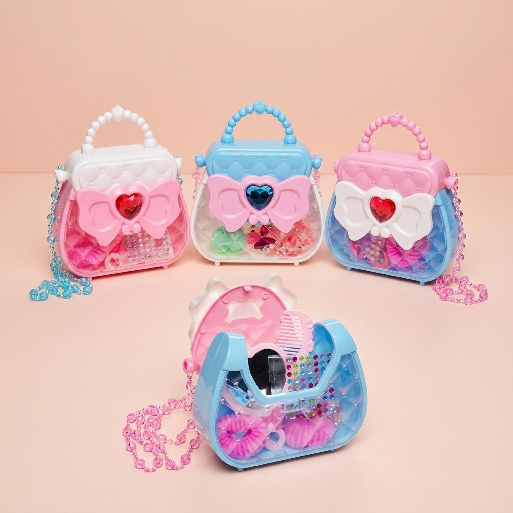 Girls Beauty Handbag with Hair Accessories and Jewellery - studio photo