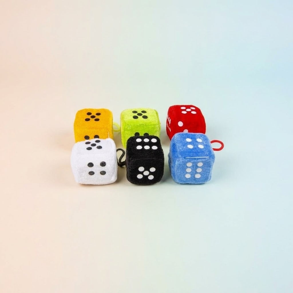 Plush Dice 4 cm Soft Toy Dice Squishy Cube - studio photo