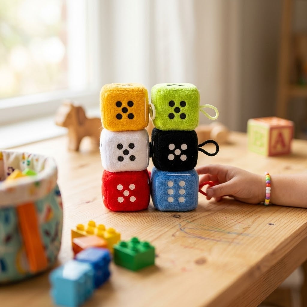 Plush Dice 4 cm Soft Toy Dice Squishy Cube - lifestyle photo