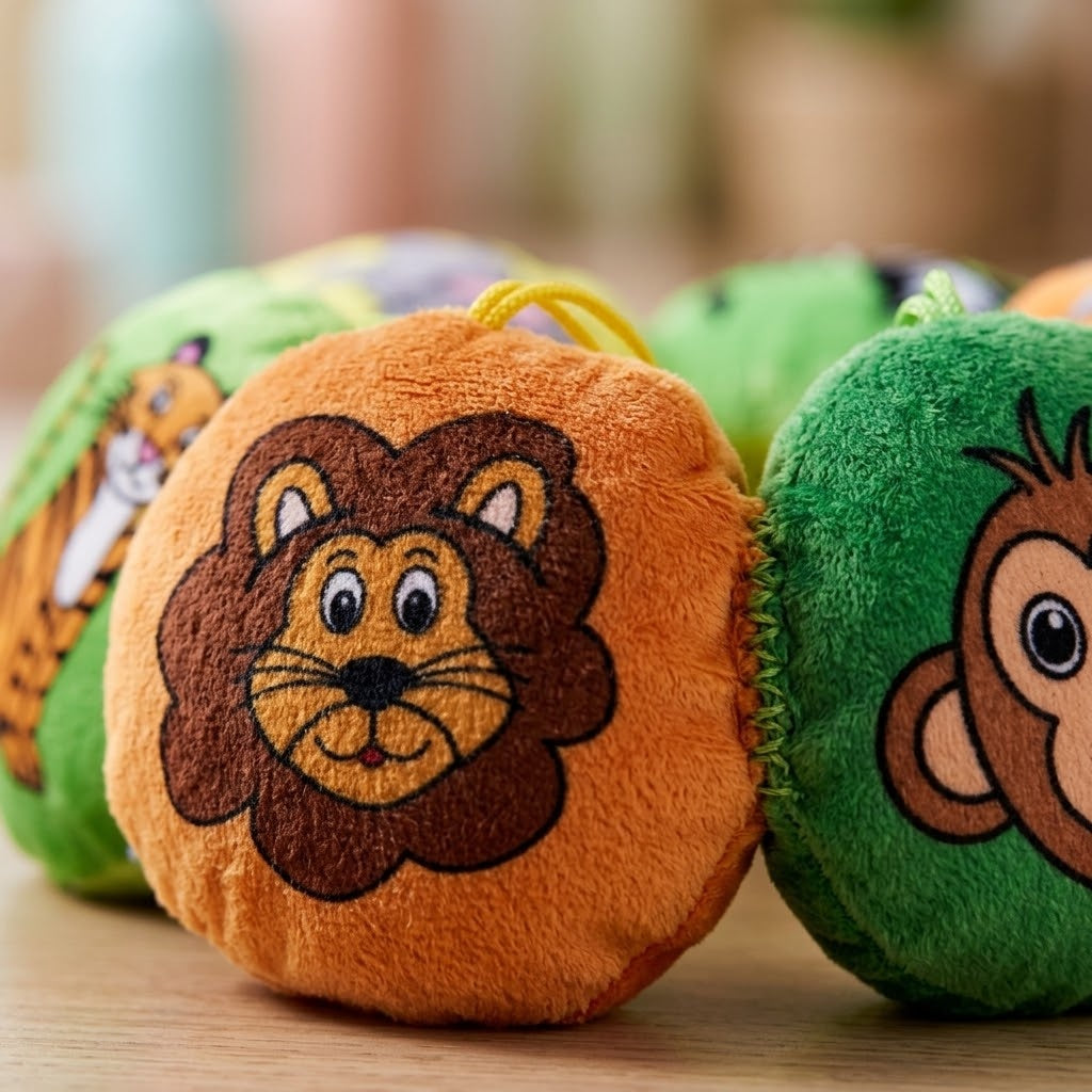 Jungle Animal Plush Cushion Baby Toy 10 cm - close-up