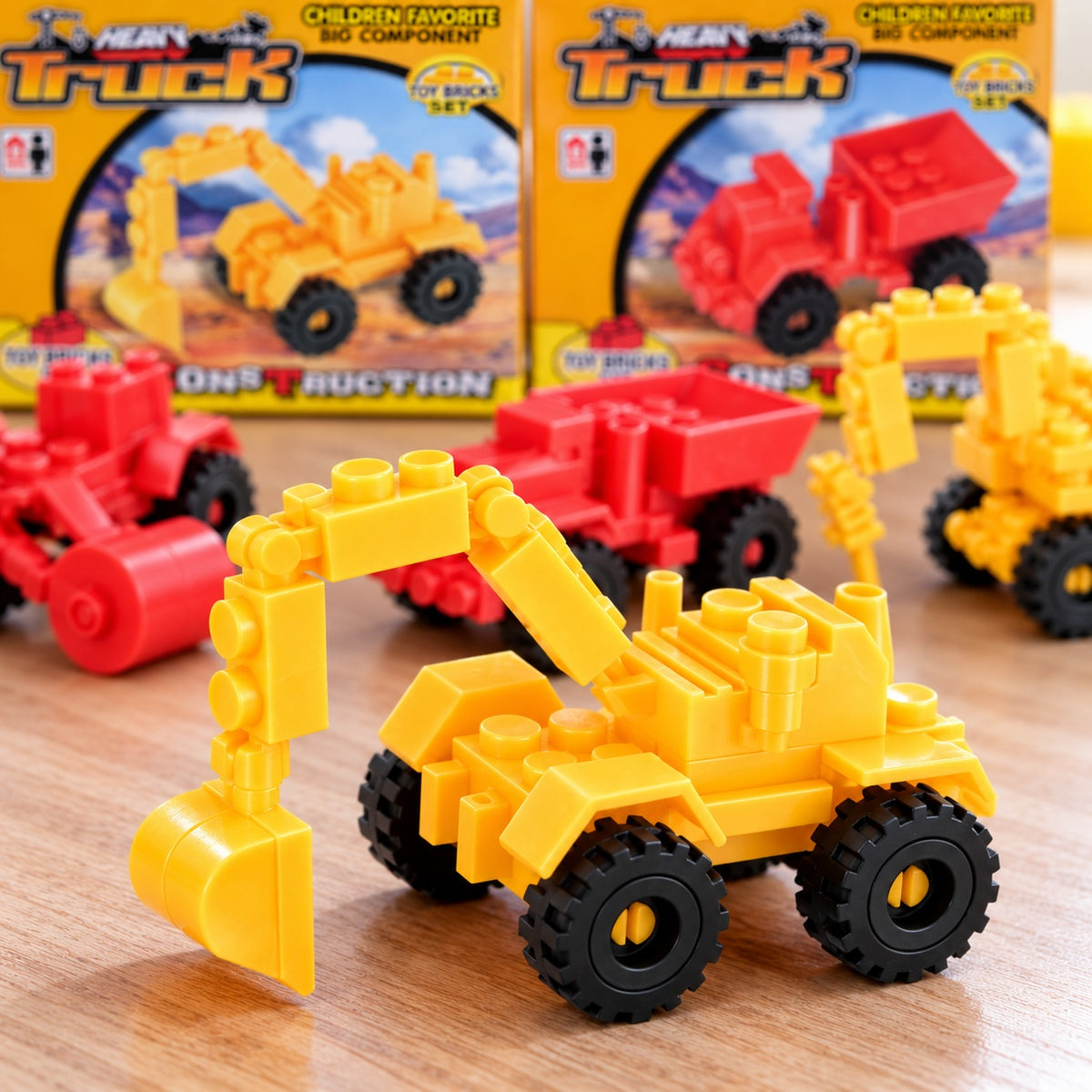 Construction Vehicle Building Blocks Mini Set - close-up