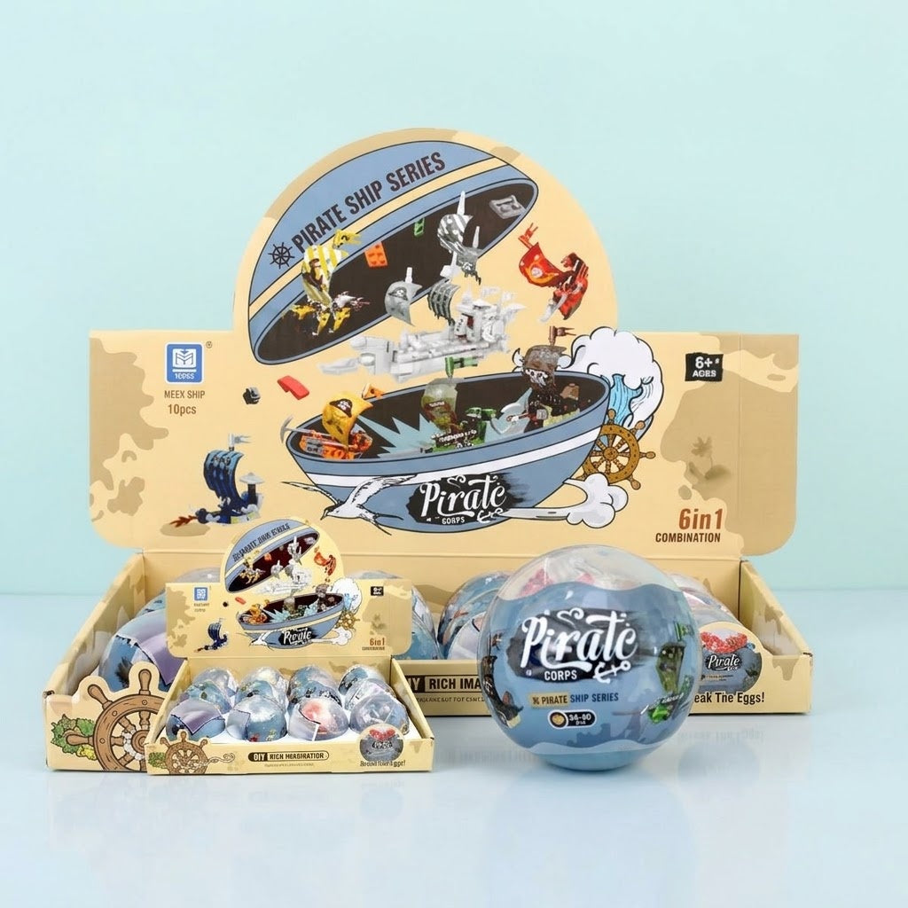 Pirate Ship Compatible Building Bricks in Capsule 7 cm - studio photo