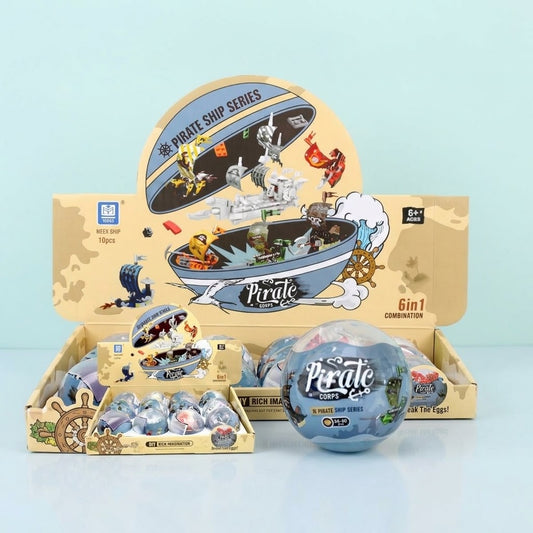 Pirate Ship Compatible Building Bricks in Capsule 7 cm - studio photo