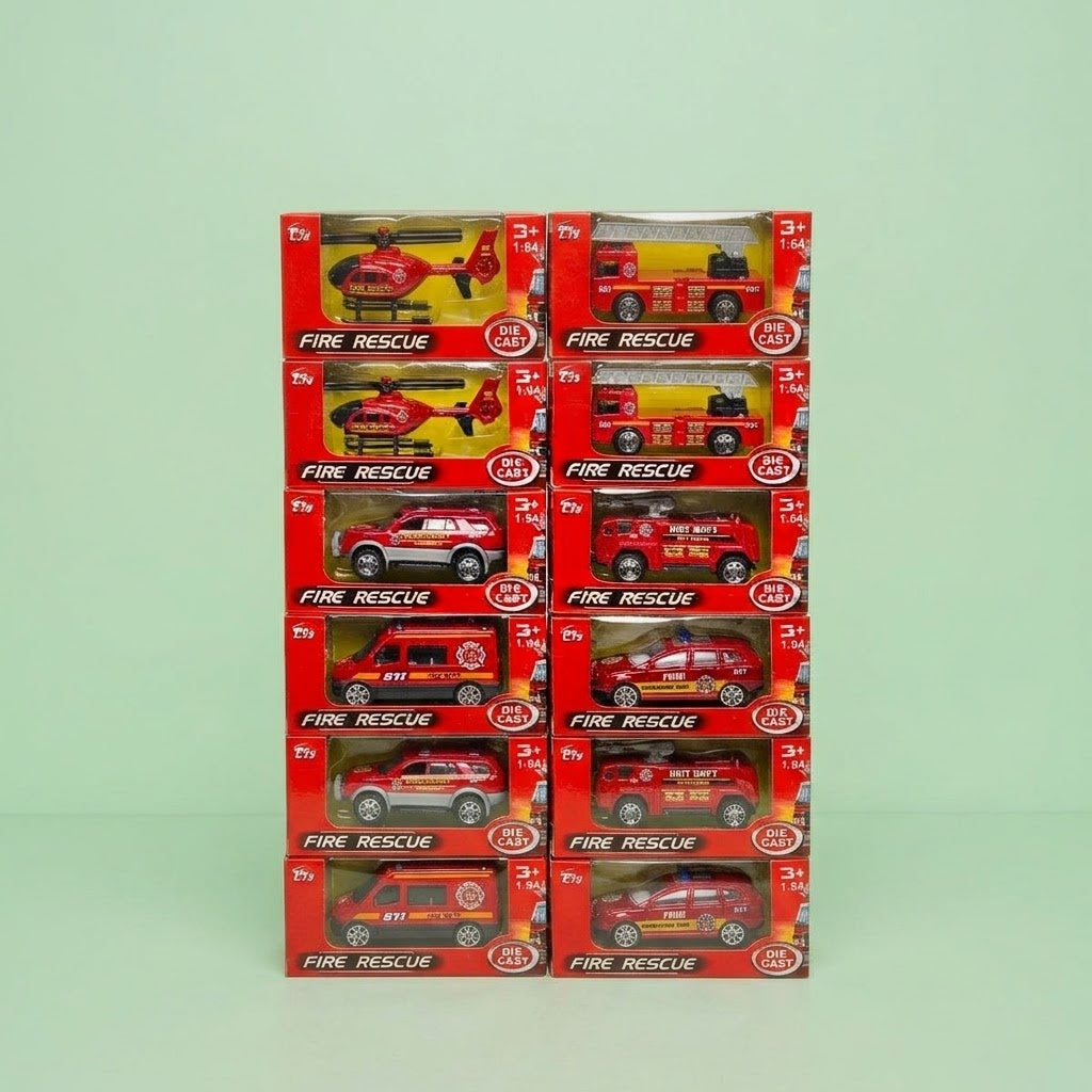Die Cast Fire Truck 1:64 Scale Metal 7.5 cm - studio photo
