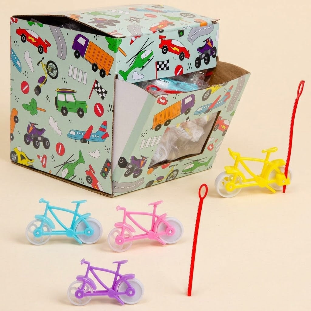 Pull String Mini Bike Toy Bicycle Party Favour 6 cm - studio photo