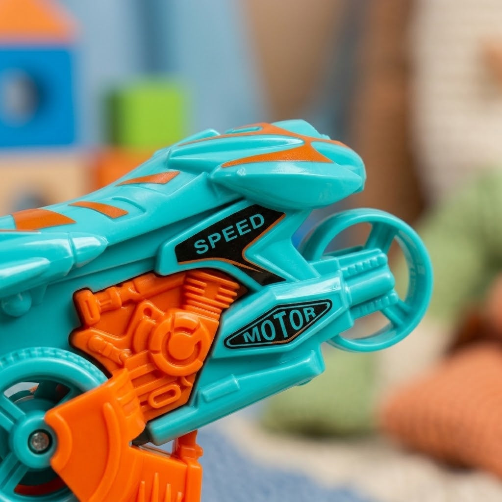 Toy Motorbike with Spring Launcher 8 cm - close-up
