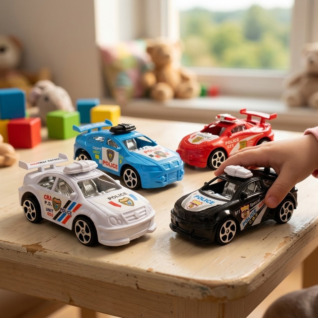 Police Car Toy 8 cm Assorted Colours - lifestyle photo