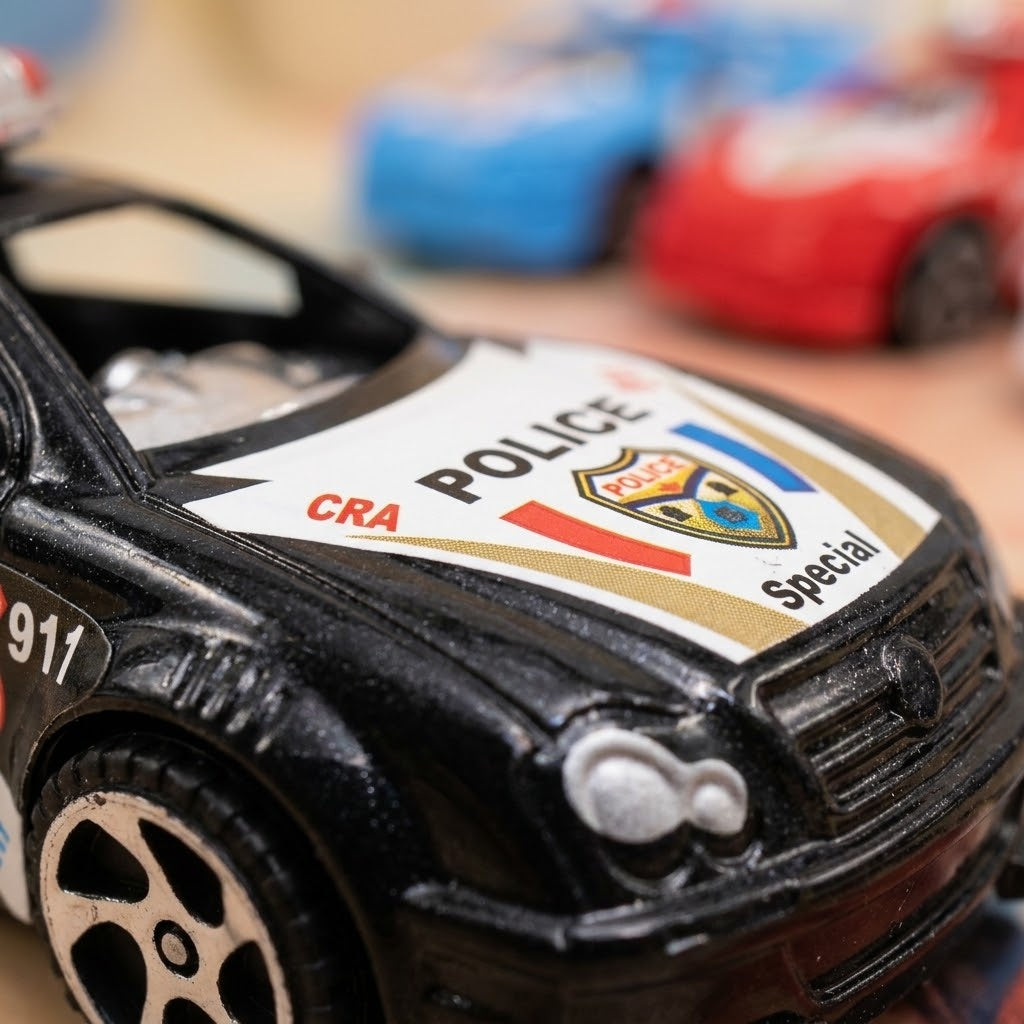 Police Car Toy 8 cm Assorted Colours - close-up