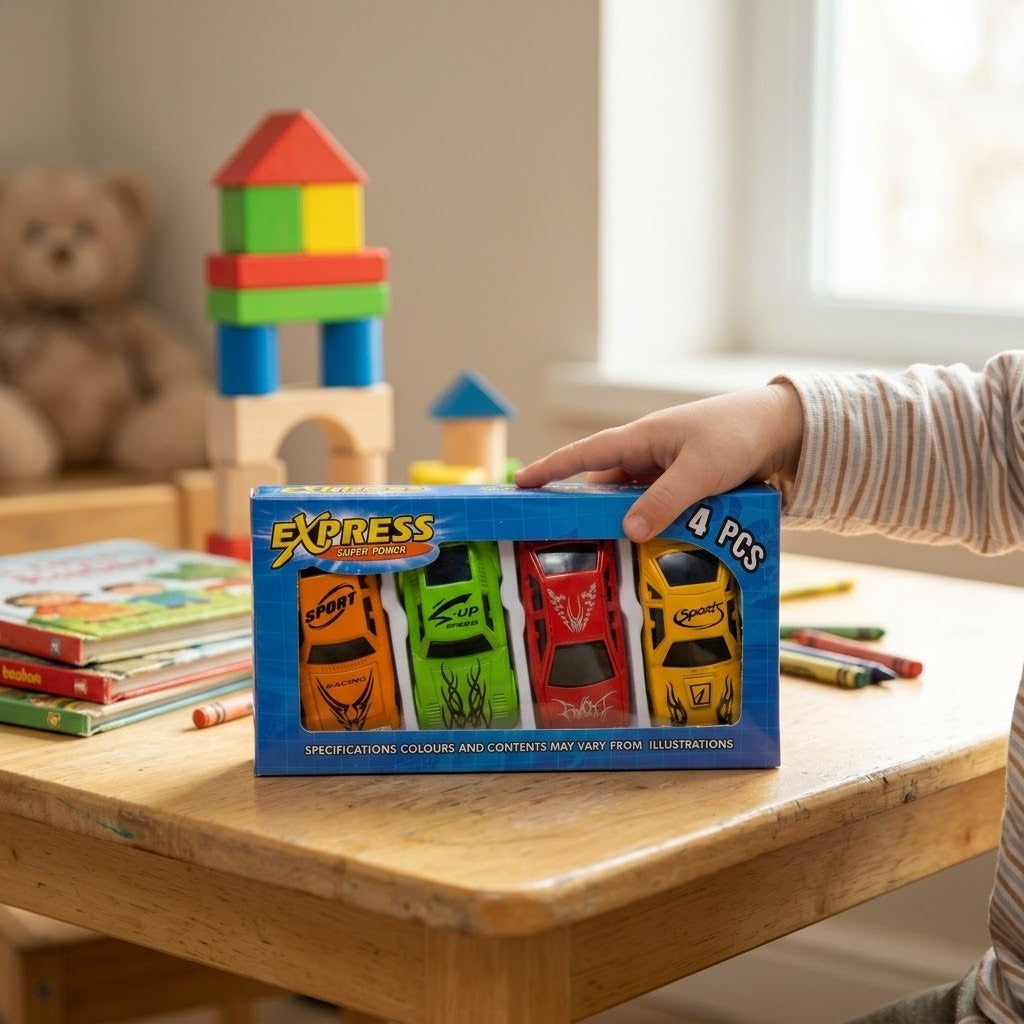 Toy Cars Gift Set Assorted Models Pack of 4 7 cm - lifestyle photo