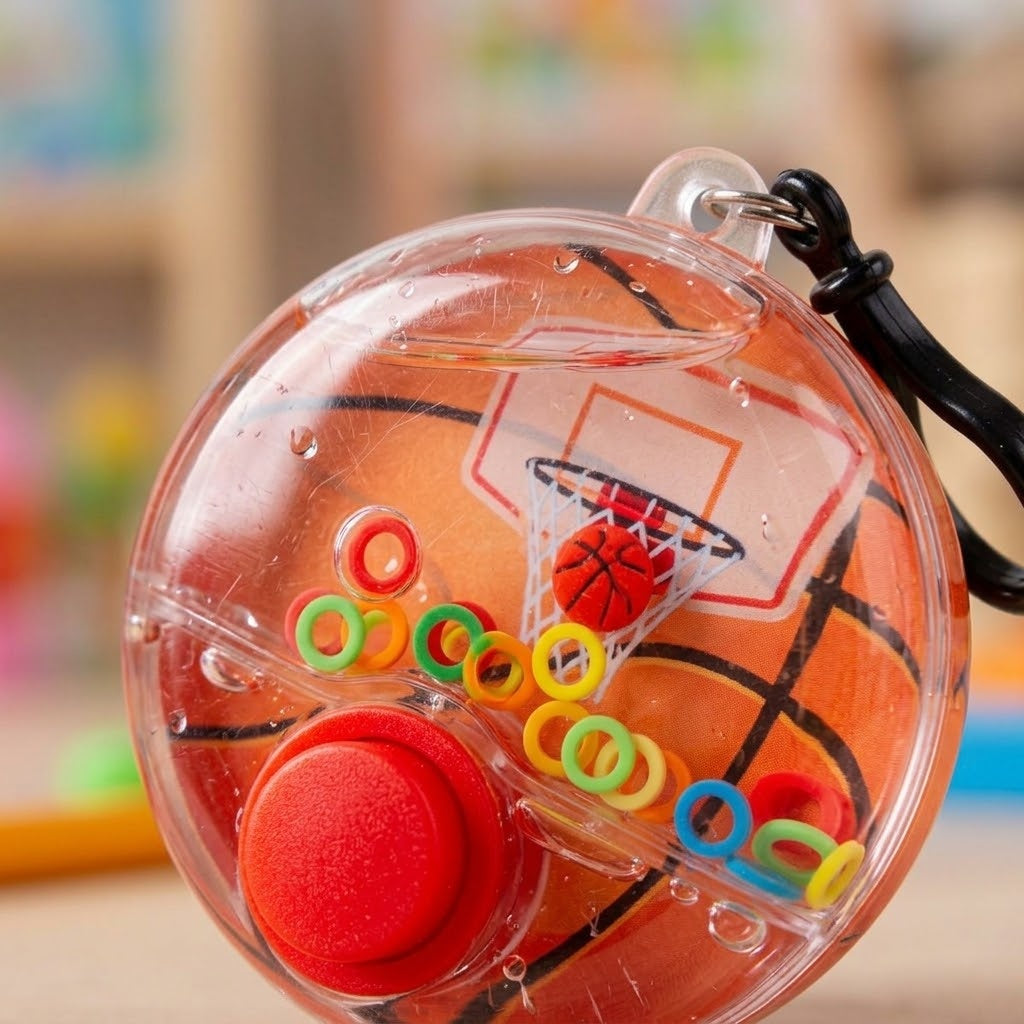 Sports Water Ring Toss Game with Keyring - close-up
