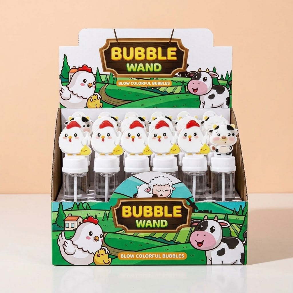 Farm Animal Soap Bubbles 40 ml Party Favour - studio photo