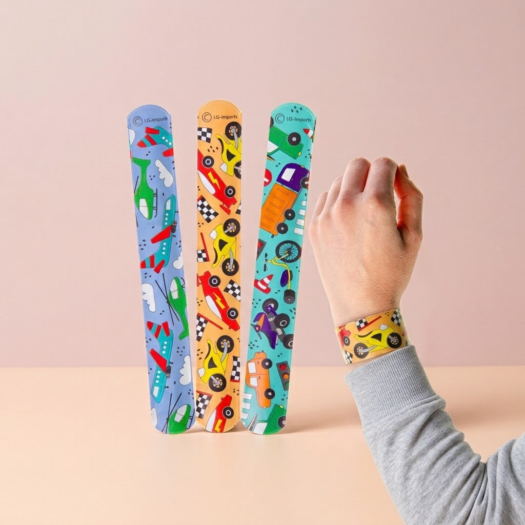 Vehicles Slap Bracelet Cars Planes Trucks Wristband - studio photo