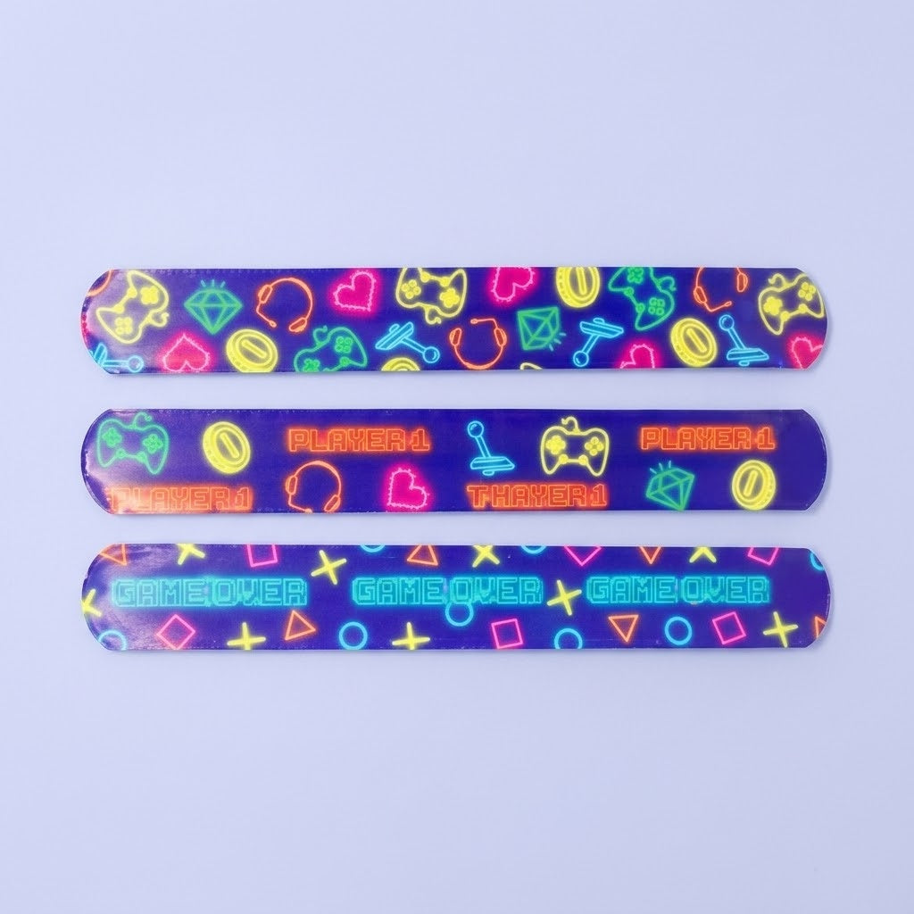 Gamer Slap Bracelet Snap Wristband Party Favour - studio photo