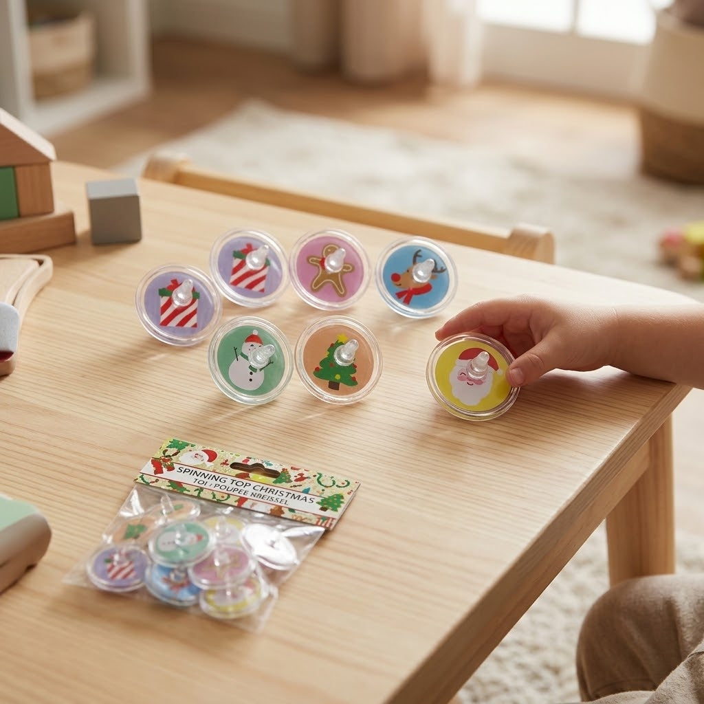 Christmas Spinning Top Mini Stocking Filler 3.5 cm - lifestyle photo