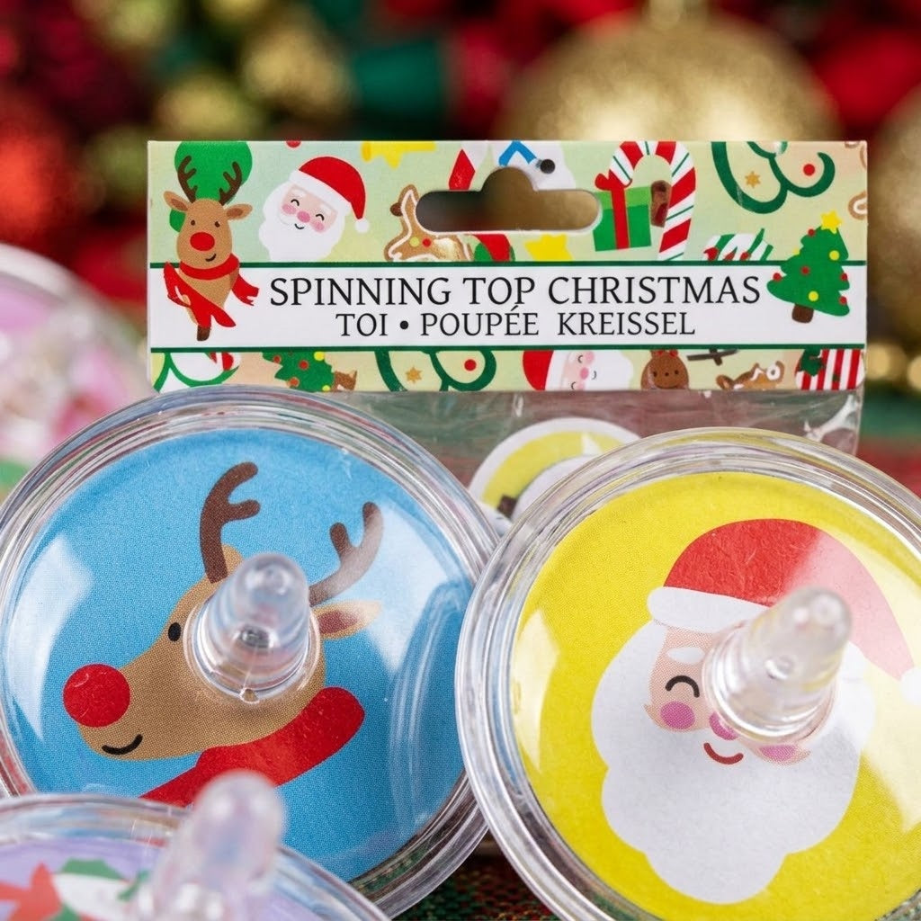 Christmas Spinning Top Mini Stocking Filler 3.5 cm - close-up