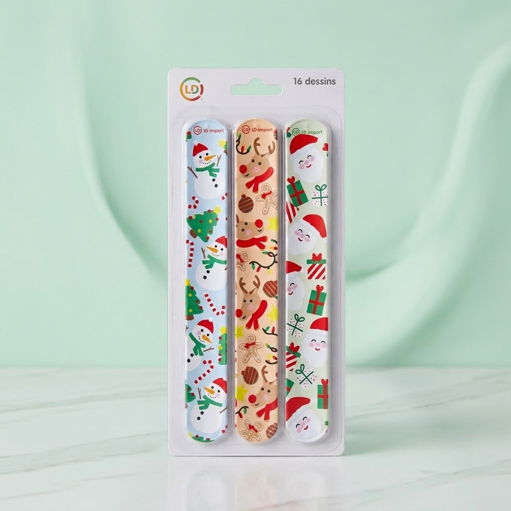 Christmas Slap Bracelet Snap Wristband Stocking Filler - studio photo